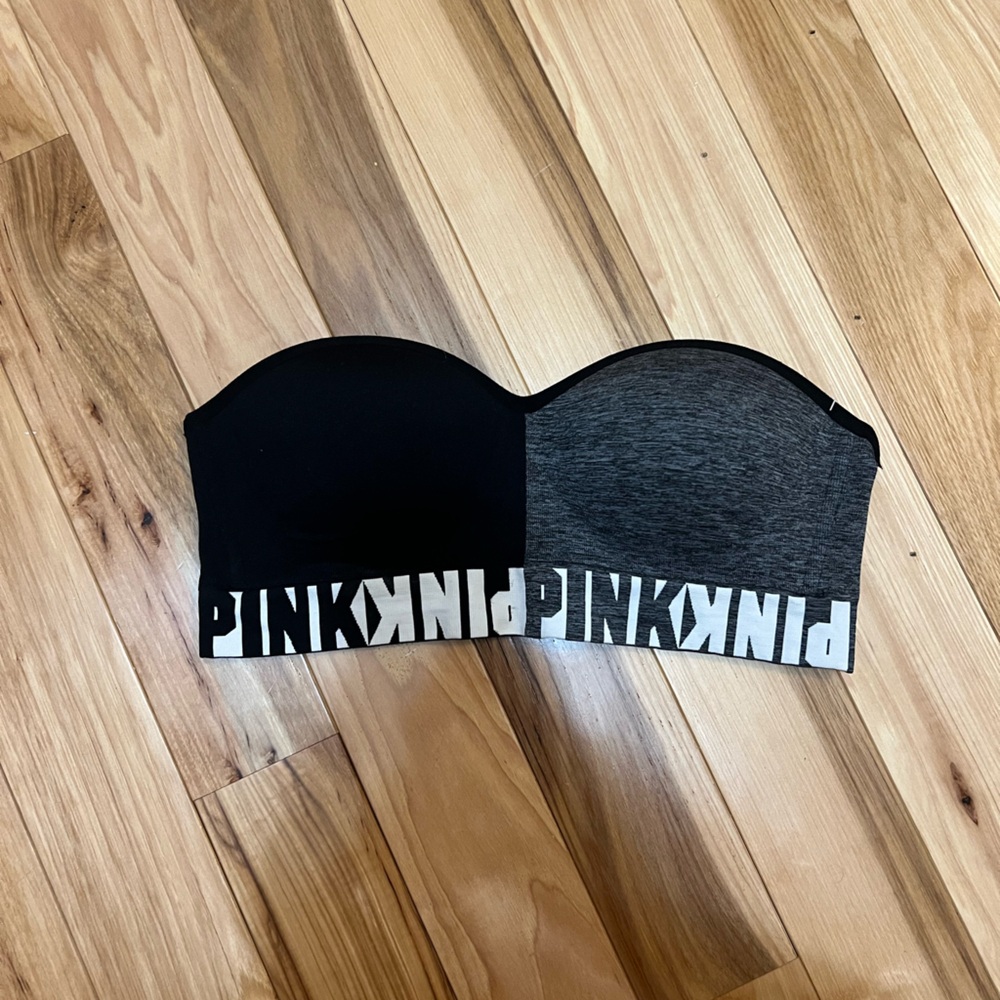 Victoria's Secret Black and Gray Strapless Bra